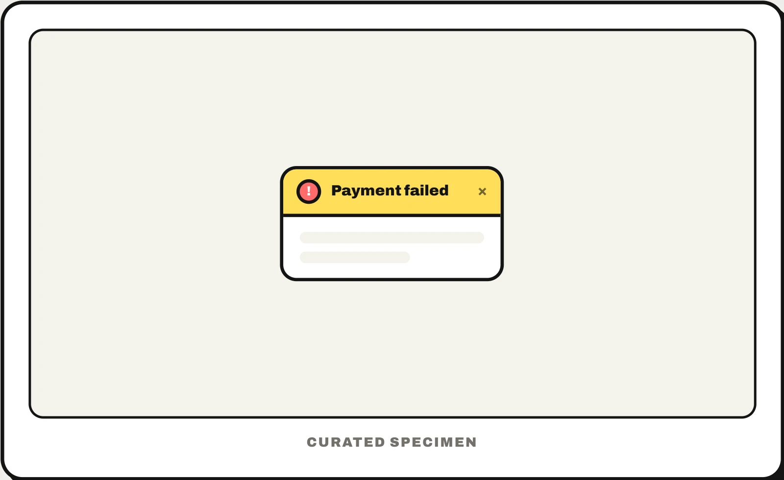 Alert banner UI pattern example: CatchUI's curated specimen