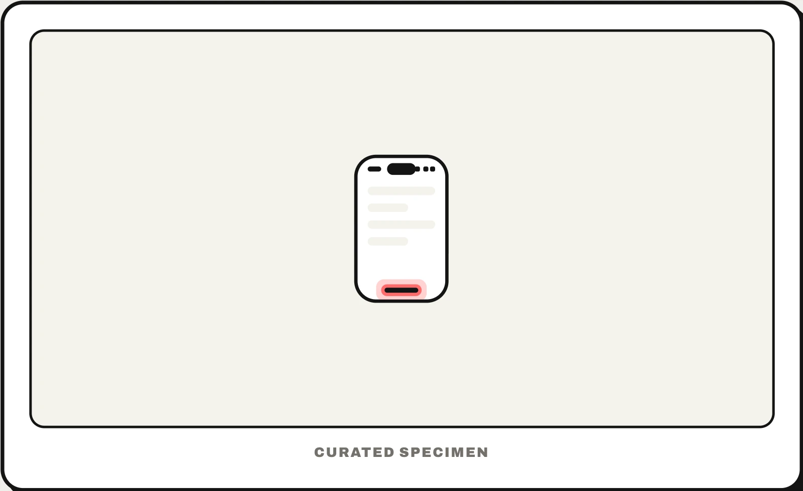 Home indicator UI pattern example: CatchUI's curated specimen