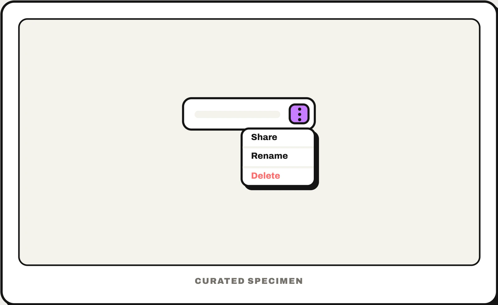 Overflow menu UI pattern example: CatchUI's curated specimen