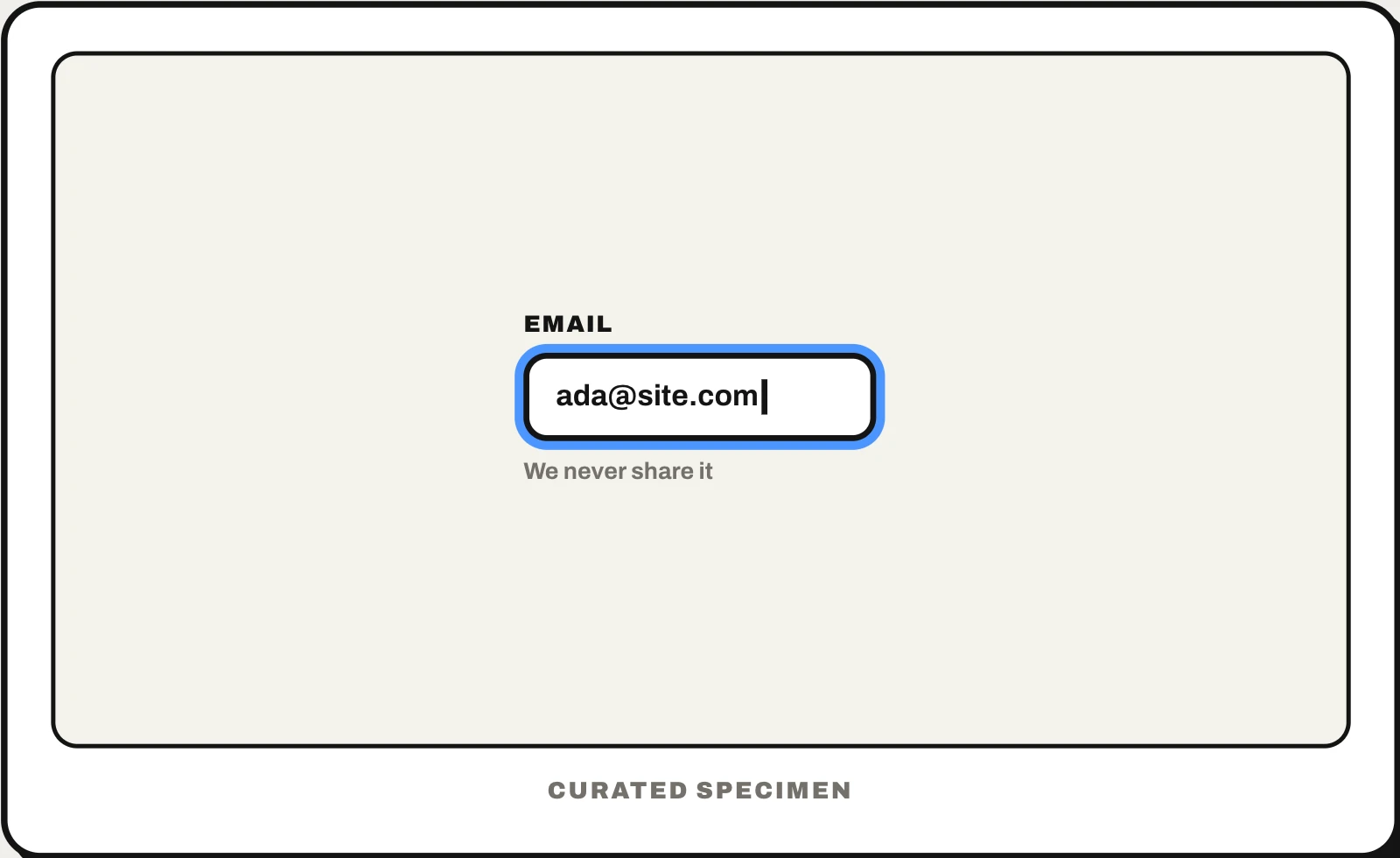 Text field UI pattern example: CatchUI's curated specimen